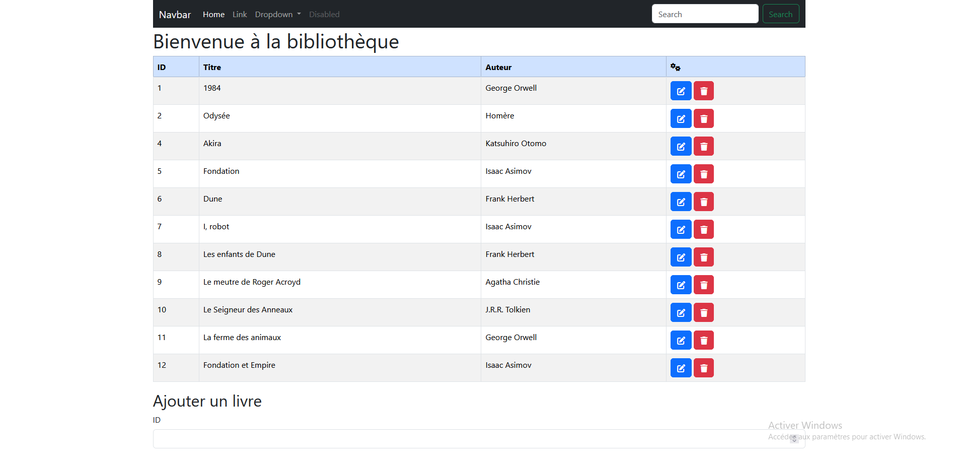Une image d'un site qui montre un tableau
